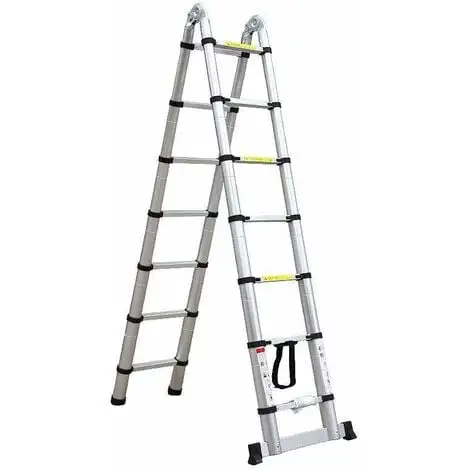 Varan Motors - DLT707B Echelle Télescopique Multi-fonctions En Alu De 4.40m, 14 échelons - Gris 2 Varan Motors - DLT707B Echelle Télescopique Multi-fonctions En Alu De 4.40m, 14 échelons - Gris – Image 2