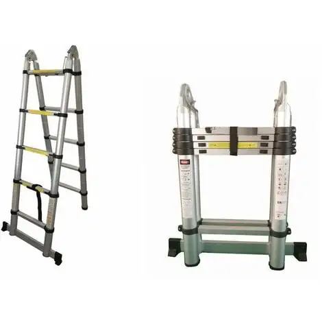 Varan Motors - DLT705B Echelle Télescopique Multi-fonctions En Alu De 3.2m, 10 échelons - Gris 1 Varan Motors - DLT705B Echelle Télescopique Multi-fonctions En Alu De 3.2m, 10 échelons - Gris