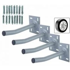 Varan Motors - HYAOU-1 Support Mural De Roues, Range-pneus, Range-roues En Acier, 4 Pièces, 50kg Max Par Support - Gris