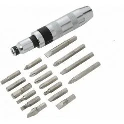 Varan Motors - VT13390 Coffret Tournevis De Frappe Avec Embouts, 18 Pièces, Tournevis à Frapper - Gris