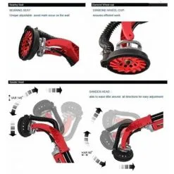 Varan Motors - XM-1010 Rabot Ponceuse Fraise à Béton Téléscopique 1010W 1700-3500t/min - Rouge -VARAN MOTORS Soldes Magasin 577602 3